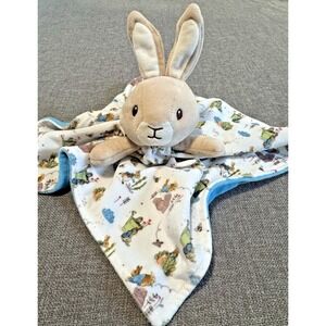 Peter Rabbit Bunny Lovey Security Blanket Blue Plush Beatrix Potter Baby Toy 13"